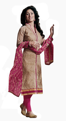 

Jiya Chanderi Self Design, Embroidered Salwar Suit Dupatta Material(Un-stitched), Beige;pink