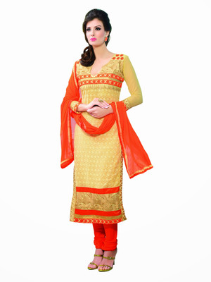 Morli Georgette Self Design Salwar Suit Dupatta Material(Un-stitched), Gold