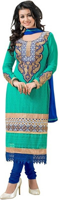 

Parishi Fashion Silk Embroidered Salwar Suit Material(Un-stitched), Green