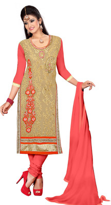

Jiya Georgette Self Design, Embroidered, Embellished Salwar Suit Dupatta Material(Un-stitched), Beige;pink