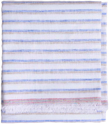 

British Terminal Cotton Striped Shirt Fabric(Un-stitched), Light blue