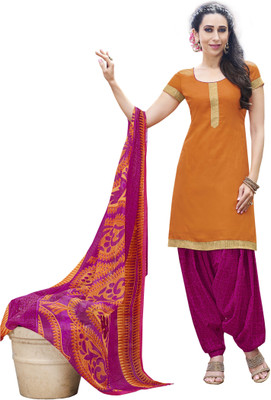 

Miraan Cotton Printed Salwar Suit Dupatta Material(Un-stitched), Orange