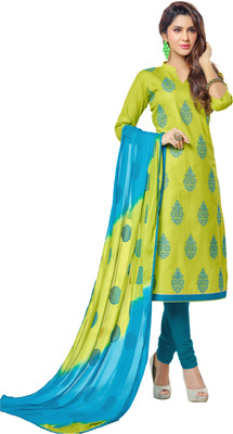 

Jiya Cotton Self Design, Embroidered Salwar Suit Dupatta Material(Un-stitched), Light blue;light green