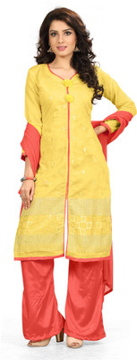 

BanoRani Chanderi Embroidered Salwar Suit Dupatta Material(Un-stitched), Yellow
