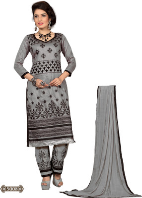 

Trendz Apparels Cotton Embroidered Salwar Suit Dupatta Material(Un-stitched), Grey