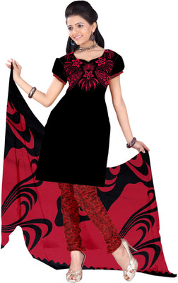 

Khushali Crepe Self Design Salwar Suit Dupatta Material(Un-stitched), Black;maroon