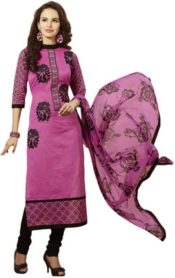

Sanchey Chanderi Printed Salwar Suit Dupatta Material(Un-stitched), Pink