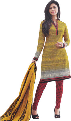 

Indian Wear Online Cotton Printed Salwar Suit Dupatta Material(Un-stitched), Yellow
