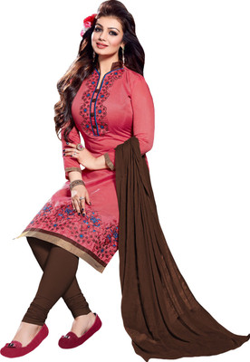 

Vbuyz Cotton Embroidered Semi-stitched Salwar Suit Dupatta Material, Pink