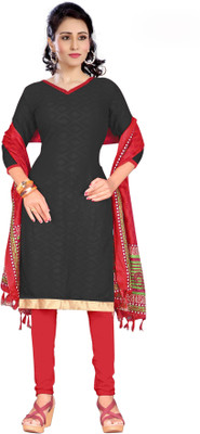 Jiya Cotton Self Design Salwar Suit Dupatta Material(Un-stitched), Grey;pink