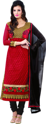 

Morli Georgette Self Design Salwar Suit Dupatta Material(Un-stitched), Red