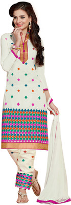 

Khushali Cotton Self Design, Embroidered Salwar Suit Dupatta Material(Un-stitched), White