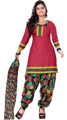 

Jiya Crepe Self Design, Printed Salwar Suit Dupatta Material(Un-stitched), Red