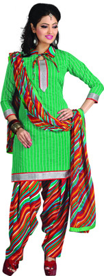 

Khushali Chanderi Self Design Salwar Suit Dupatta Material(Un-stitched), Green;multicolor