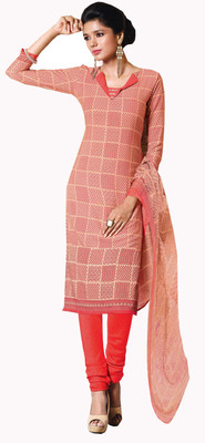 

Khushali Crepe Self Design, Printed Salwar Suit Dupatta Material(Un-stitched), Beige;red