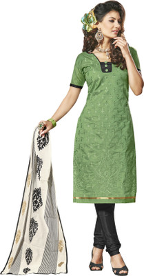 

Jiya Chanderi Self Design, Embroidered Salwar Suit Dupatta Material(Un-stitched), Black;green