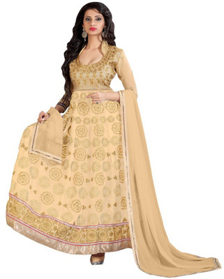 

Jiya Georgette Self Design, Embroidered, Embellished Salwar Suit Dupatta Material(Un-stitched), Beige