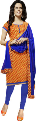

Khushali Chanderi Self Design Salwar Suit Dupatta Material(Un-stitched), Blue;orange;yellow