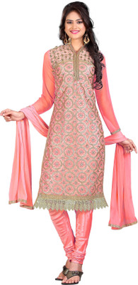 

Jiya Net Self Design, Embroidered Salwar Suit Dupatta Material(Un-stitched), Pink