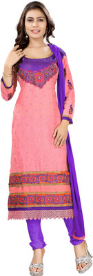 

Khushali Cotton Self Design, Embroidered Salwar Suit Dupatta Material(Un-stitched), Pink;purple