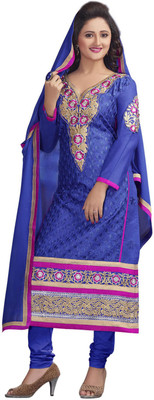 

Jiya Cotton Self Design, Embroidered Salwar Suit Dupatta Material(Un-stitched), Blue