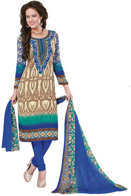 

Pshopee Synthetic Printed Salwar Suit Dupatta Material(Un-stitched), Blue