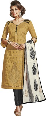 

Khushali Chanderi Self Design, Embroidered Salwar Suit Dupatta Material(Un-stitched), Beige;black