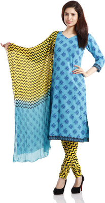 

PinkShink Cotton Printed Salwar Suit Dupatta Material(Un-stitched), Blue