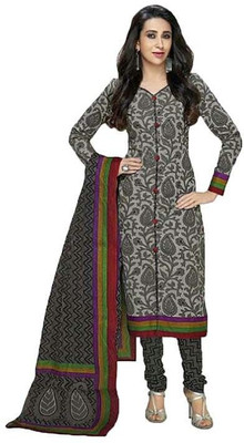 

Rajhans Creation Cotton Printed Salwar Suit Dupatta Material(Un-stitched), Grey