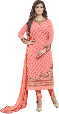 

Khushali Georgette Self Design, Embroidered Salwar Suit Dupatta Material(Un-stitched), Pink