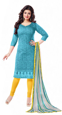 

Khushali Chanderi Self Design Salwar Suit Dupatta Material(Un-stitched), Light blue;multicolor;yellow