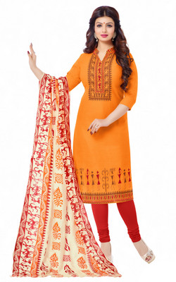 

Jiya Cotton Self Design Salwar Suit Dupatta Material(Un-stitched), Multicolor;orange;red