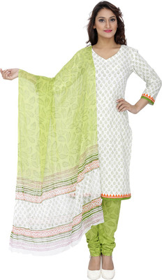 

PinkShink Cotton Printed Salwar Suit Dupatta Material(Un-stitched), White