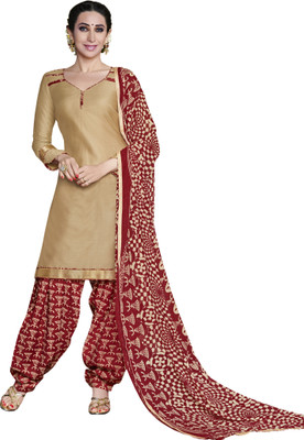 

Jiya Cotton Self Design Salwar Suit Dupatta Material(Un-stitched), Chikoo;red