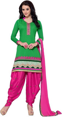 

Parishi Fashion Cotton Embroidered Salwar Suit Material(Un-stitched), Green