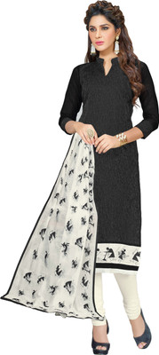 

Khushali Chanderi Self Design Salwar Suit Dupatta Material(Un-stitched), Black;white