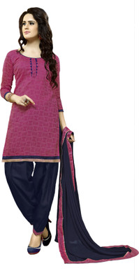 

Khushali Chanderi Self Design Salwar Suit Dupatta Material(Un-stitched), Blue;pink