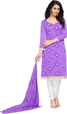 

Jiya Chanderi Self Design, Embroidered Salwar Suit Dupatta Material(Un-stitched), Purple;white