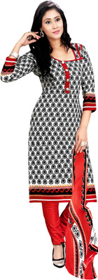 

Khushali Jacquard Printed Salwar Suit Dupatta Material(Un-stitched), Black;red;white