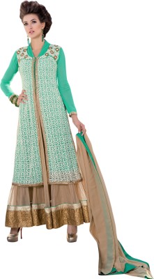 

BanoRani Georgette Embroidered Semi-stitched Salwar Suit Dupatta Material, Green