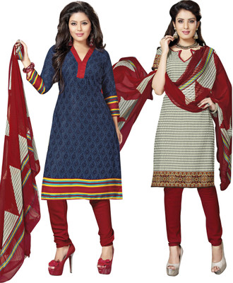 

Khushali Crepe Self Design, Printed Salwar Suit Dupatta Material(Un-stitched), Beige;blue;red