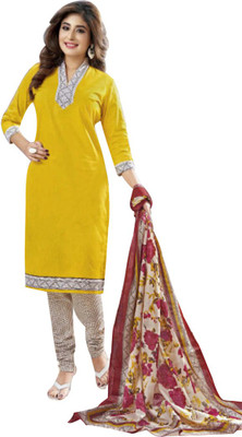 

Party Wear Dresses Cotton Printed Salwar Suit Dupatta Material(Un-stitched), Yellow