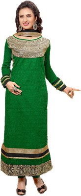 

Indian Wear Online Georgette Embroidered Semi-stitched Salwar Suit Dupatta Material, Green