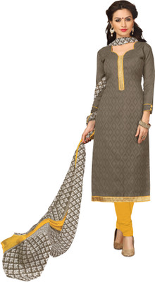 

Khushali Cotton Self Design Salwar Suit Dupatta Material(Un-stitched), Brown;white;yellow