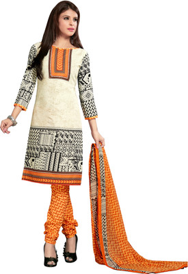 

Jiya Cotton Self Design, Printed Salwar Suit Dupatta Material(Un-stitched), Beige;black;orange