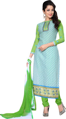 

Trendz Apparels Cotton Embroidered Dress/Top Material(Un-stitched), Blue