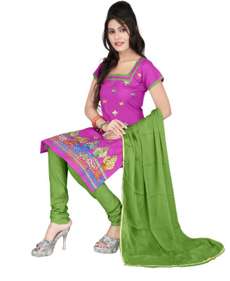 

Shree Vardhman Cotton Embroidered Salwar Suit Dupatta Material(Un-stitched), Rani