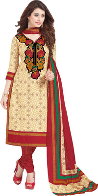 

Giftsnfriends Cotton Printed Salwar Suit Material(Un-stitched), Beige