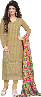 

Shreeji Fashion Chiffon Embroidered Salwar Suit Dupatta Material(Un-stitched), Brown;pink