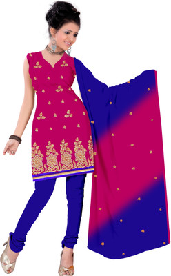 

Jiya Chanderi Self Design, Embroidered Salwar Suit Dupatta Material(Un-stitched), Blue;pink